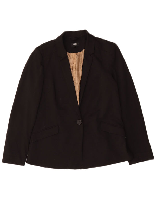 Oasis Dame 1 Knap Blazer Jakke UK 12 Medium Sort Polyester