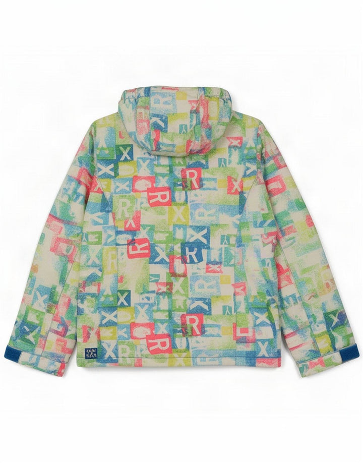 Roxy Dame Hætte Skijakke UK 14 Medium Multicolored Geometric