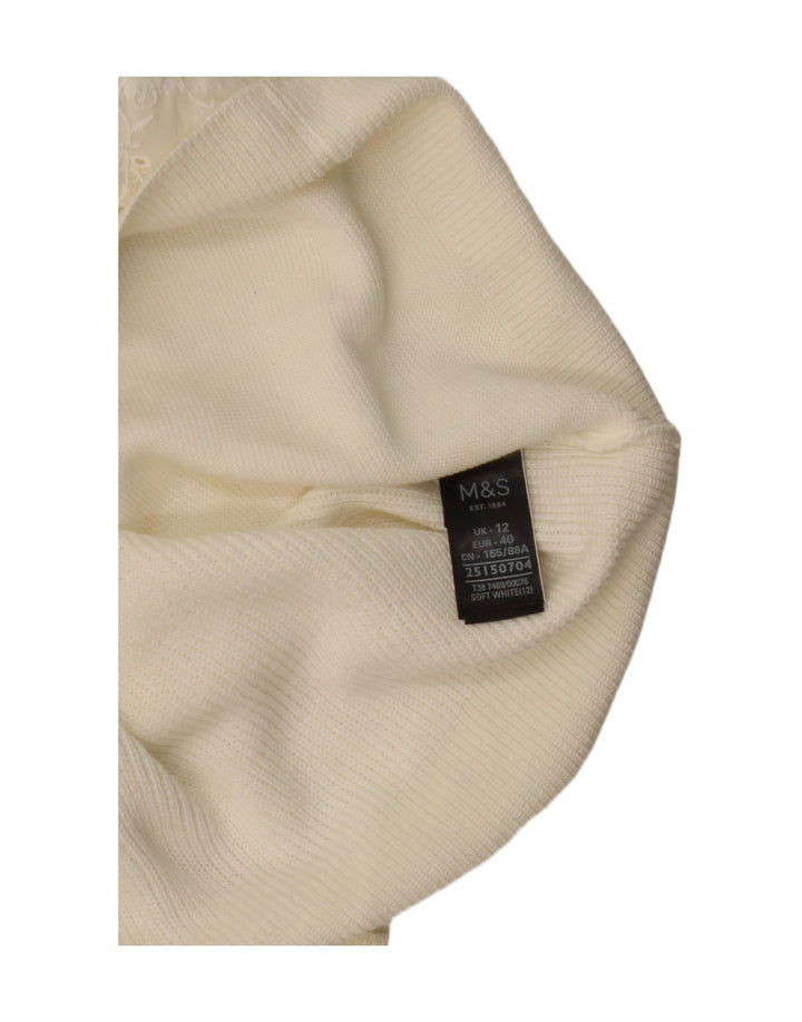 Marks & Spencer Dame Boat Neck Jumper Sweater UK 12 Medium White