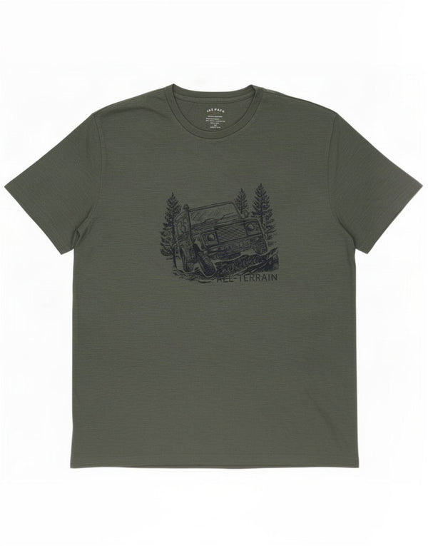Fat Face Herre Grafisk T-Shirt Top 2XL Grøn Bomuld