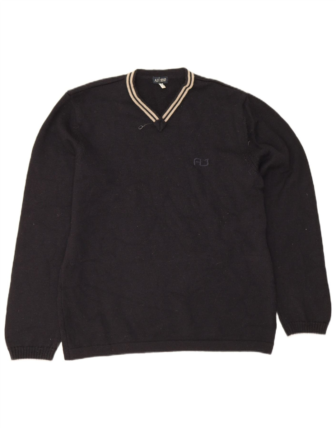 Armani Jeans Herre V-hals sweater Stor marineblå uld