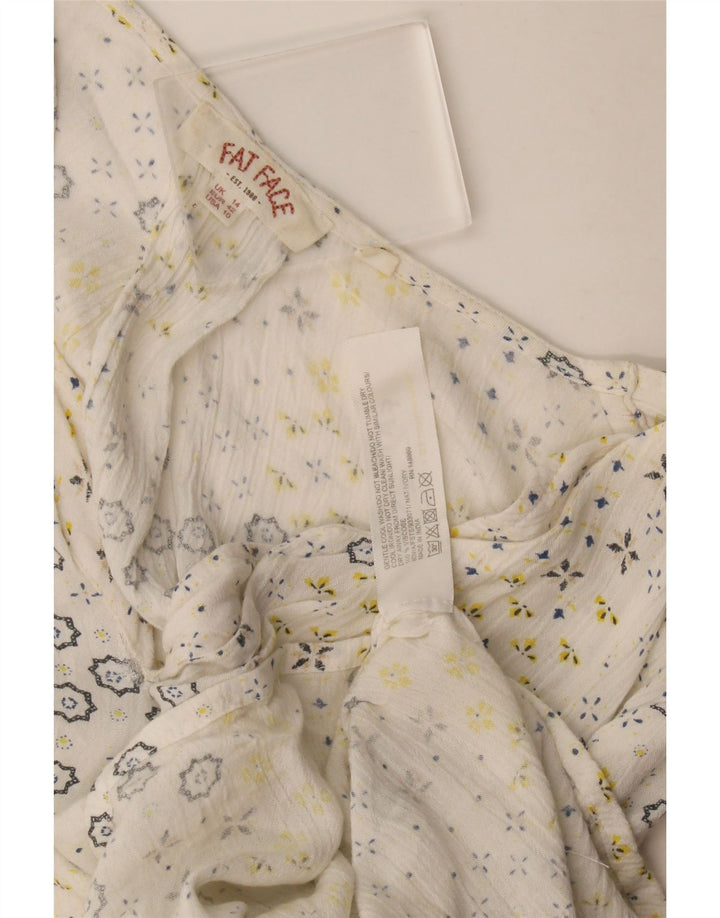 Fat Face Dame Bluse Top UK 14 Medium White Floral Viscose