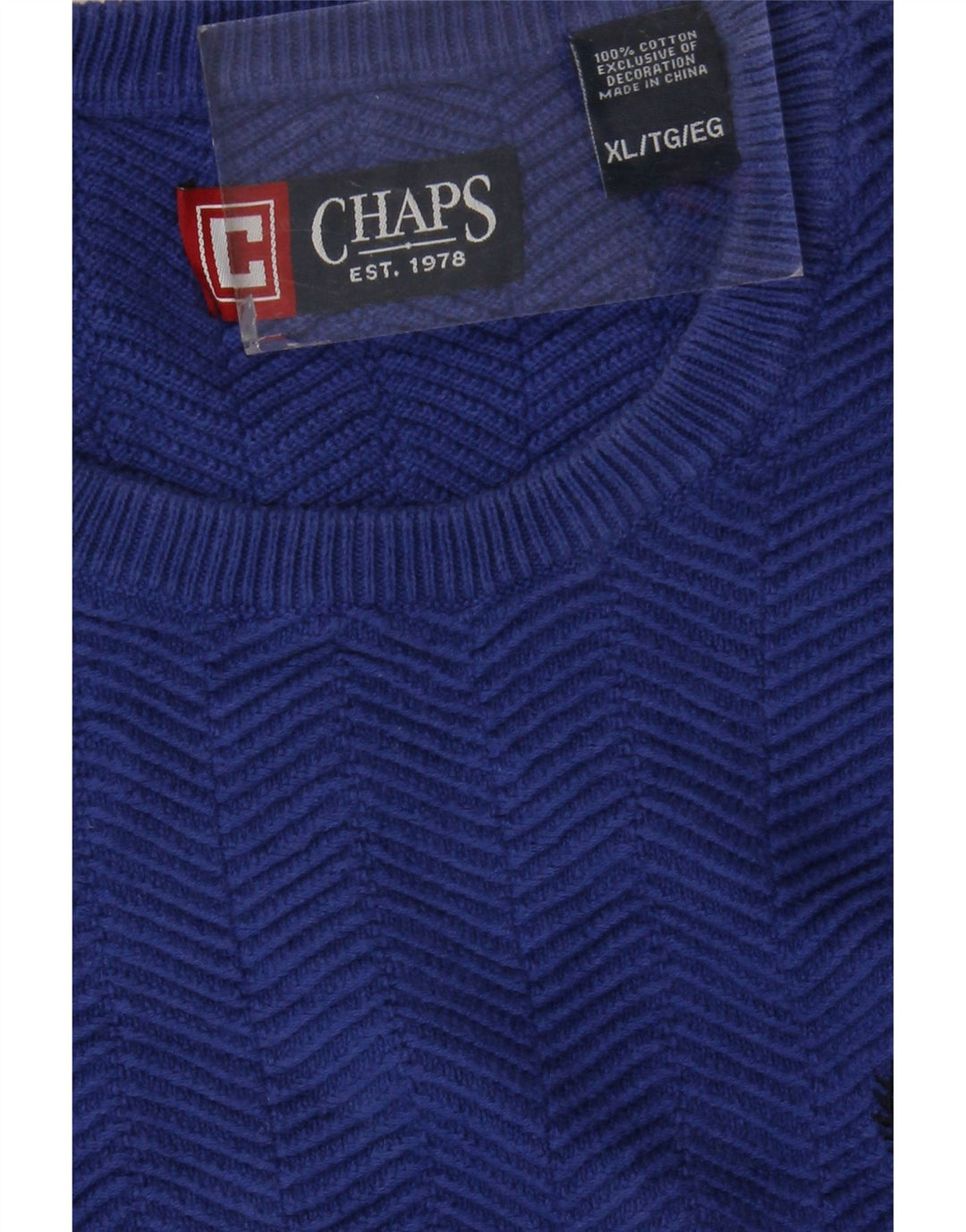 CHAPS Herre sweater med rund hals XL blå bomuld