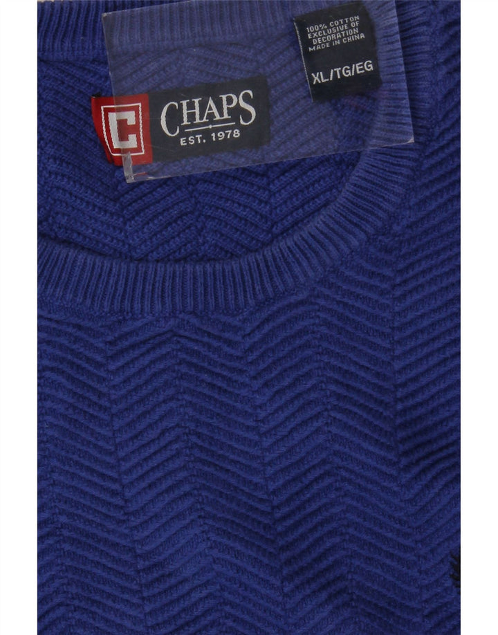 CHAPS Herre sweater med rund hals XL blå bomuld