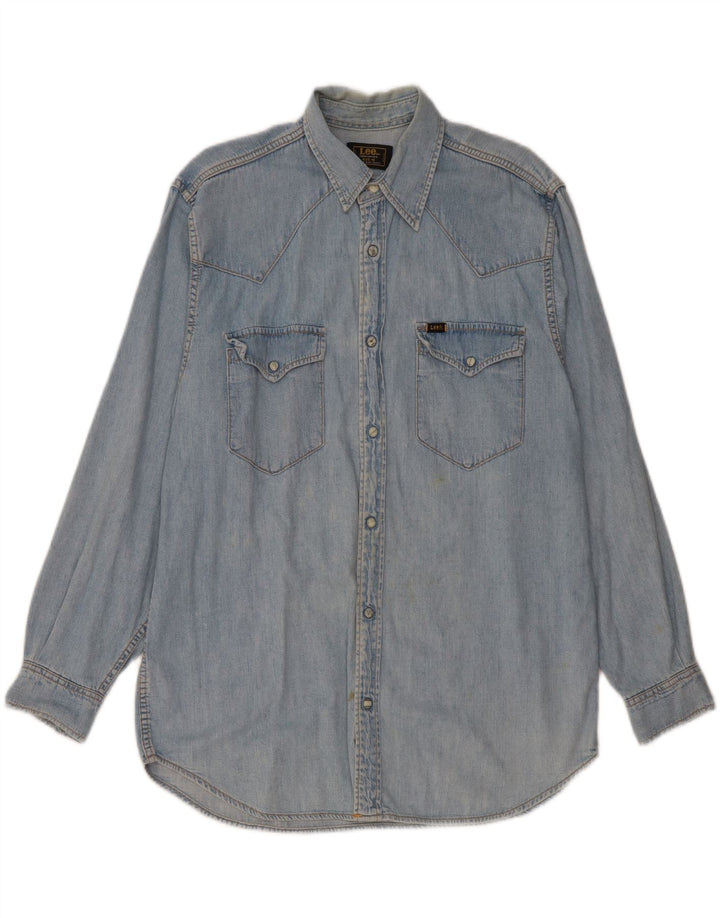 LEE Mens Denim Shirt Medium Blue Cotton