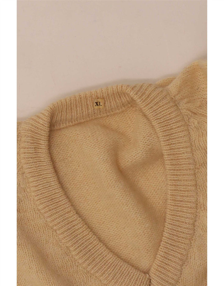 Vintage herre V-hals sweater XL Beige