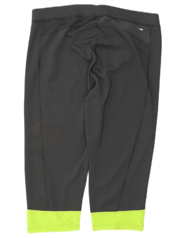 ADIDAS Dame Climalite Capri Leggings UK 20/22 XL Grå Colourblock