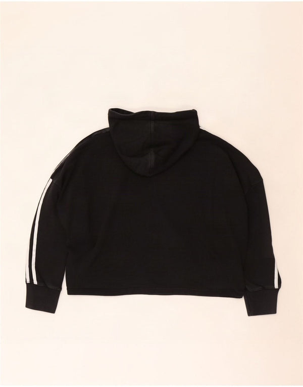 Adidas Dame Crop Oversized Hoodie Jumper UK 24/26 2XL Sort Bomuld