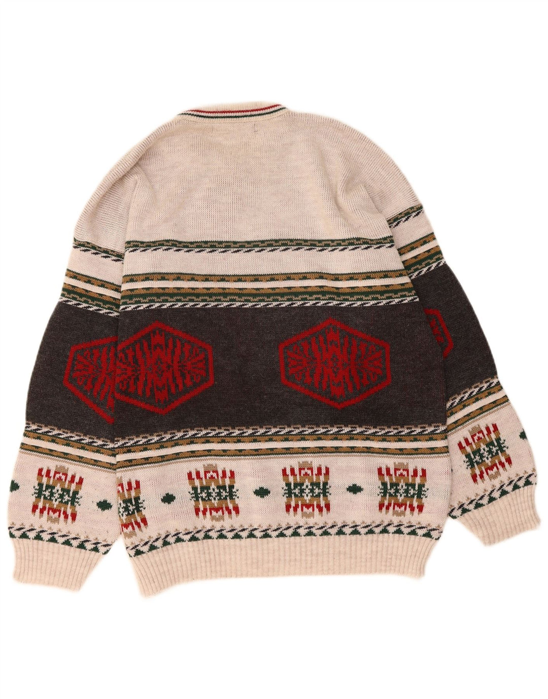 TOM TINO Mens Crew Neck Jumper Sweater XL Multicoloured Fair Isle