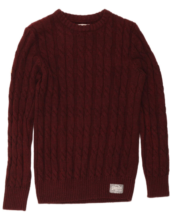 Superdry Herre Boat Neck Jumper Sweater XL Burgundy Akryl