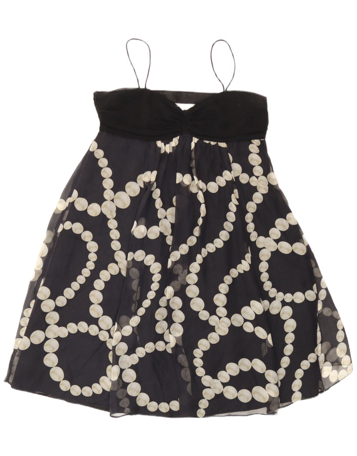 Zara Womens Slip Dress UK 14 Large Black Spotted