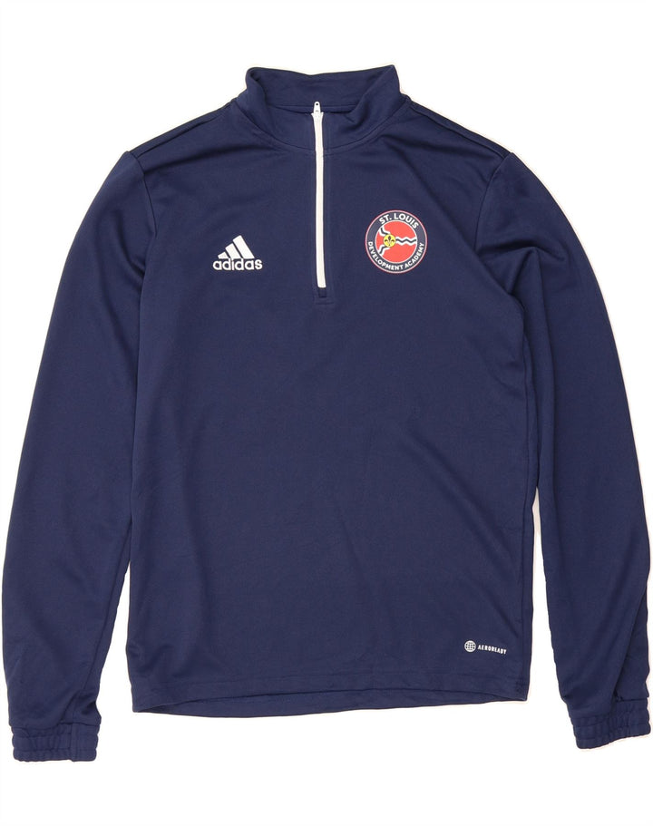 ADIDAS Mens Aeroready Zip Neck Pullover Tracksuit Top Small Navy Blue Vintage Adidas and Second-Hand Adidas from Messina Hembry 
