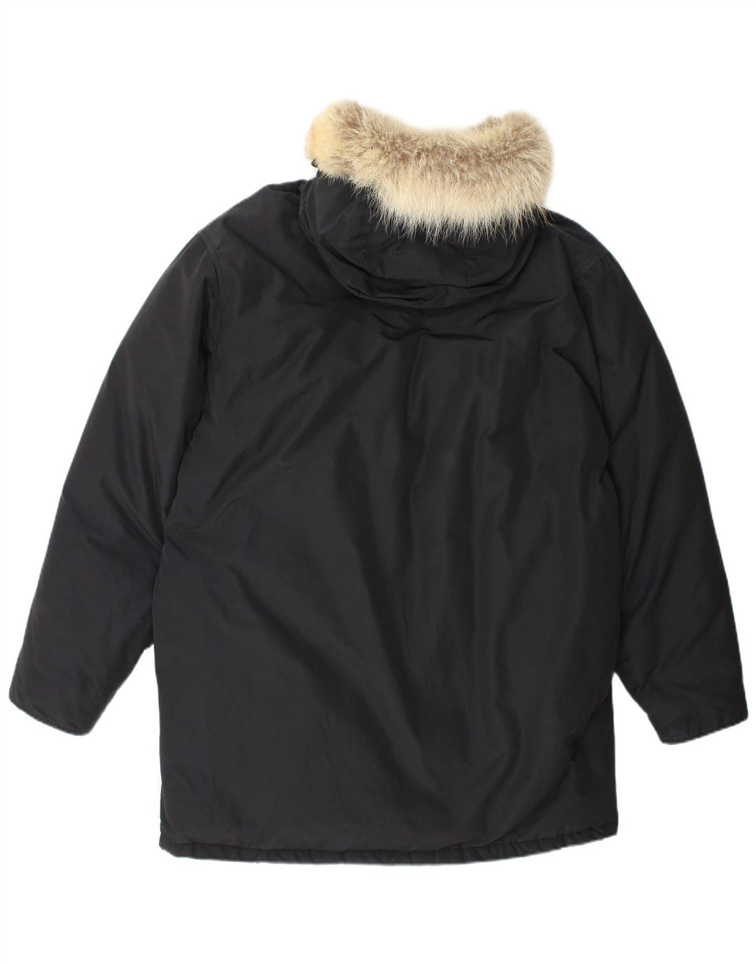 Woolrich Herre Hooded Parka Jacket UK 40 Large Black Bomuld