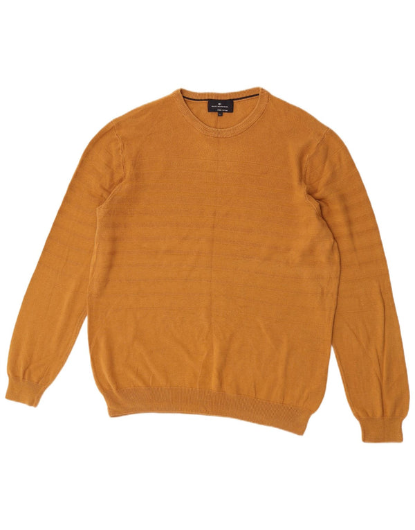 Marks & Spencer Herre Blue Harbor Crew Neck Jumper Sweater Large Gold