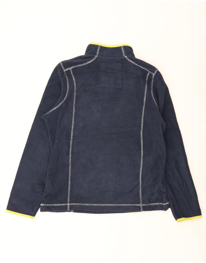 Weird Fish Womens Zip Neck Fleece Jumper UK 14 Large Navy Blue Polyester