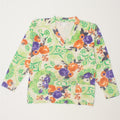 VINTAGE Womens Top Long Sleeve UK 14 Medium Green Floral Vintage Vintage and Second-Hand Vintage from Messina Hembry 