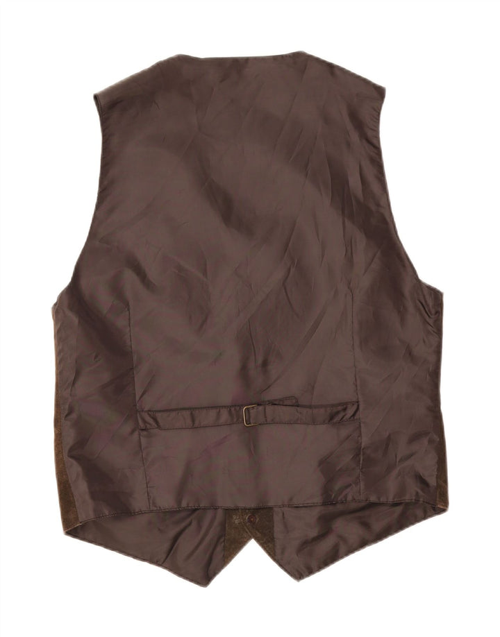 Vintage herre ruskind vest stort brunt læder