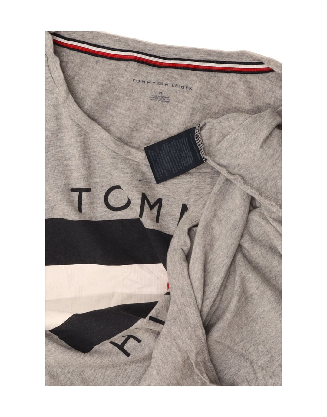 TOMMY HILFIGER Womens Graphic T-Shirt Top UK 14 Medium Grey Cotton Vintage Tommy Hilfiger and Second-Hand Tommy Hilfiger from Messina Hembry 