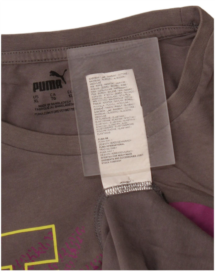PUMA Herre grafisk T-shirt Top XL Grå Bomuld