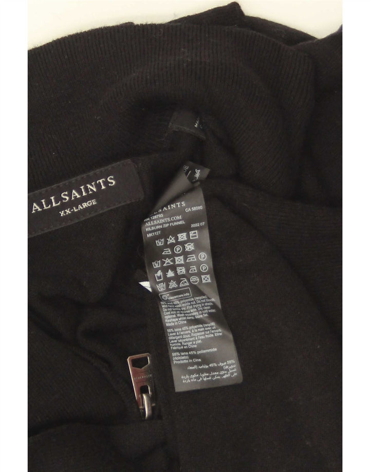 All Saints Herre Zip Neck Jumper Sweater 2XL Sort Uld