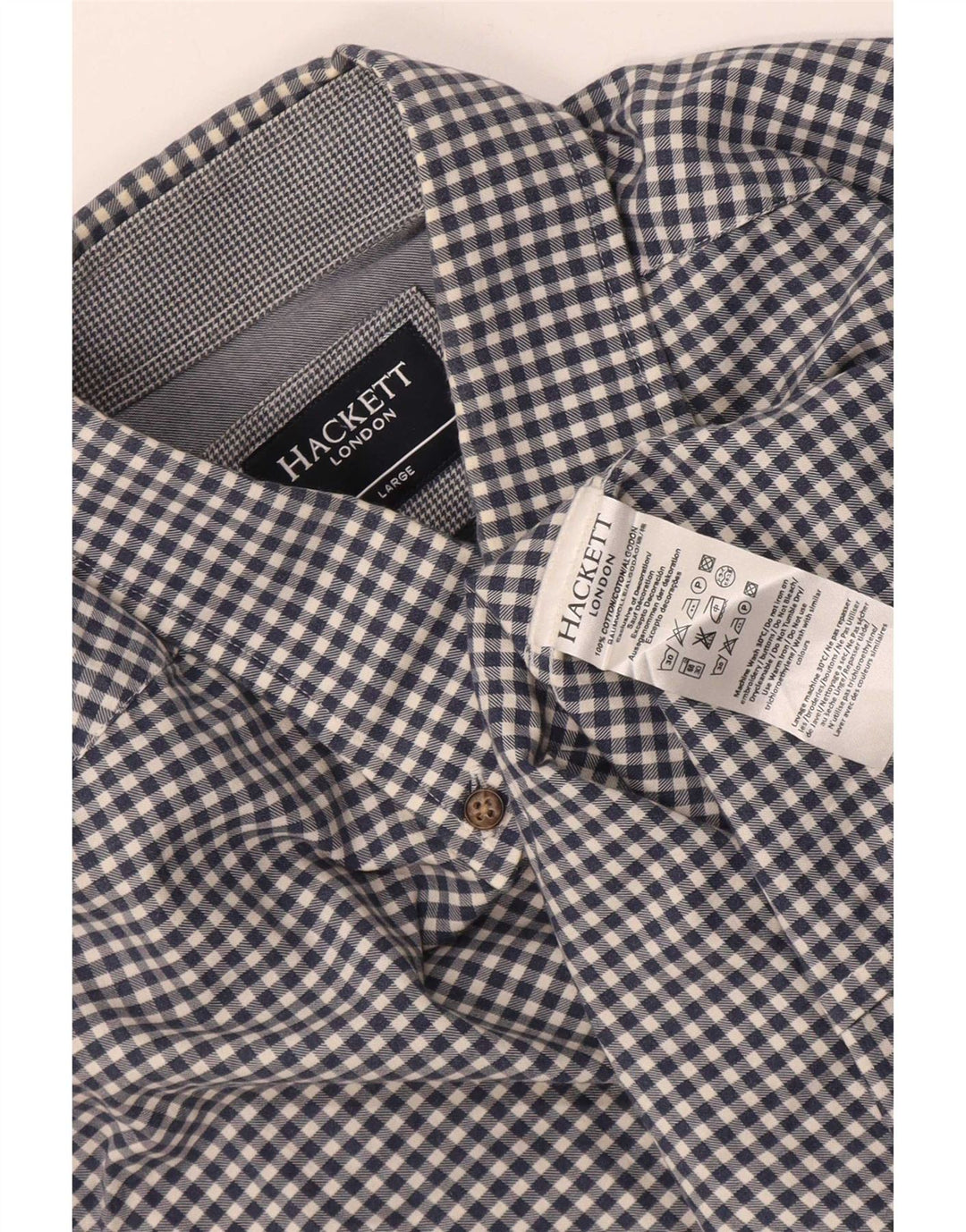 Hackett Herreskjorte Large Navy Blue Gingham Cotton