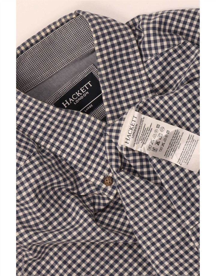 Hackett Herreskjorte Large Navy Blue Gingham Cotton
