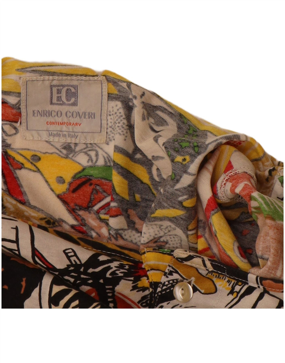 ENRICO COVERI Dame grafisk langærmet bluse Top UK 18 XL Flerfarvet