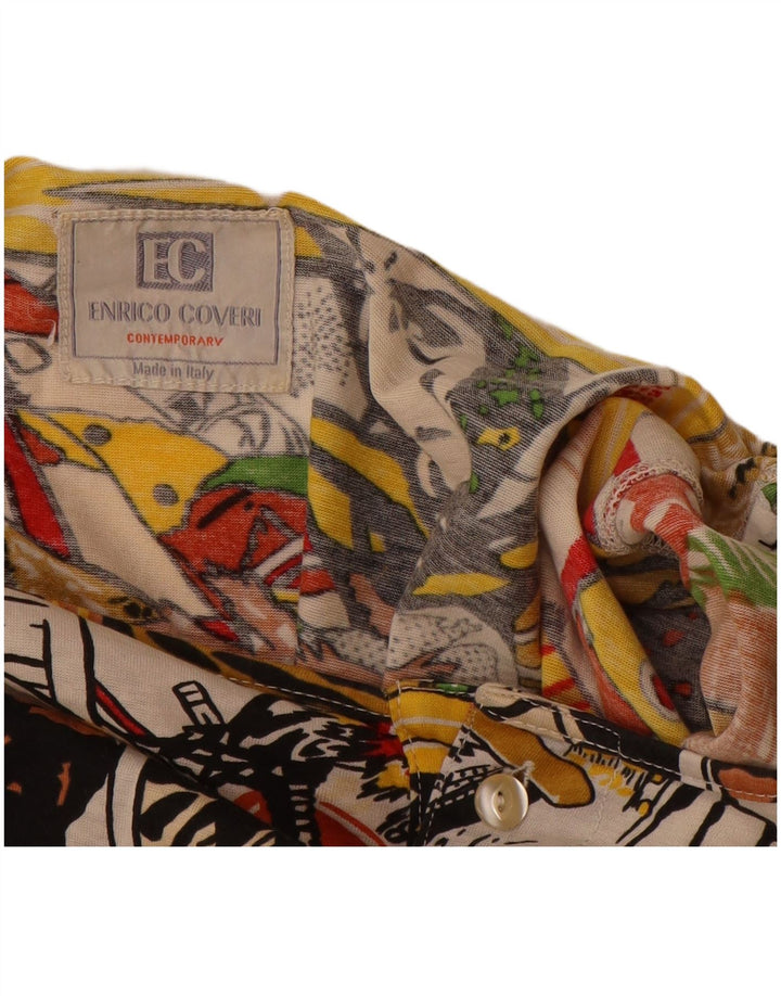 ENRICO COVERI Dame grafisk langærmet bluse Top UK 18 XL Flerfarvet