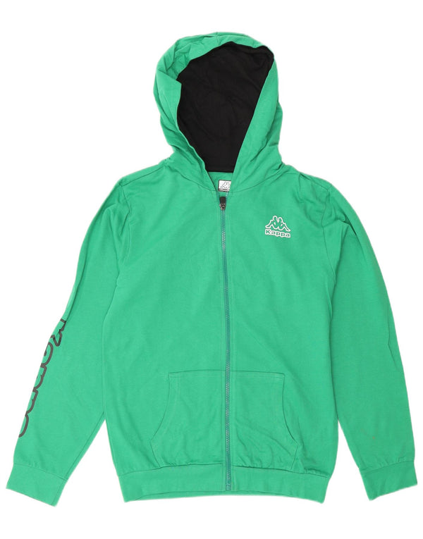Kappa Boys Grafisk hættetrøje med lynlås 13-14 år Grøn bomuld