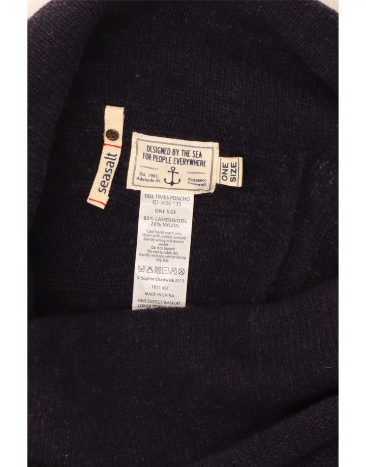 SEASALT Dame Crop Poncho Jumper One Size Marineblå Uld