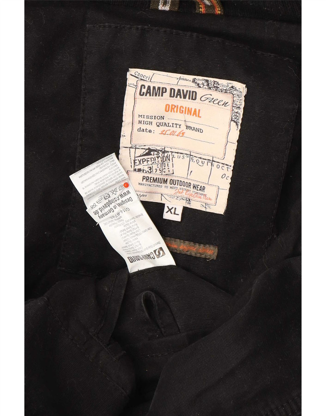 Camp David Herre grafisk bomberjakke UK 42 XL sort bomuld