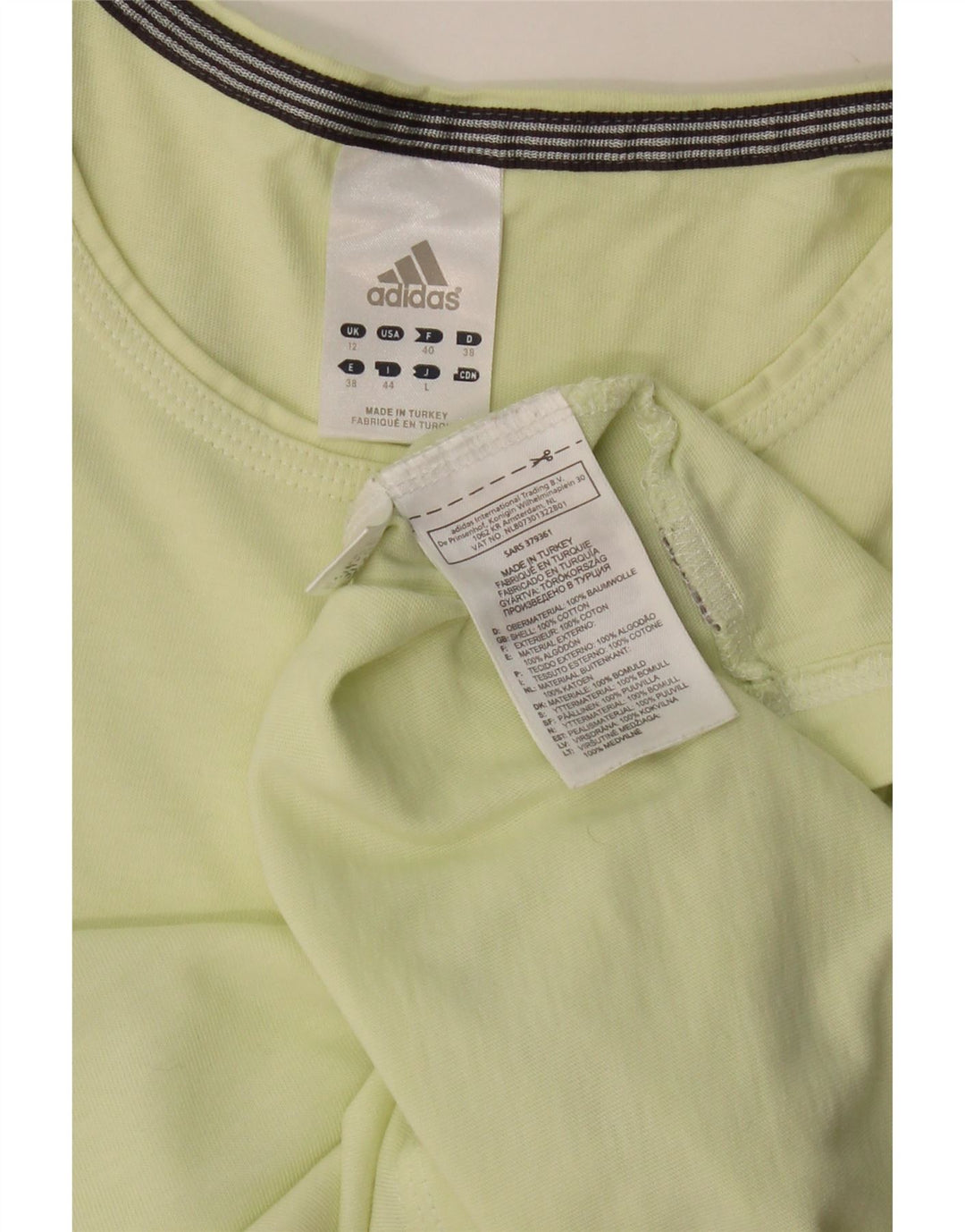 ADIDAS Womens T-Shirt Top UK 12 Medium Green Cotton