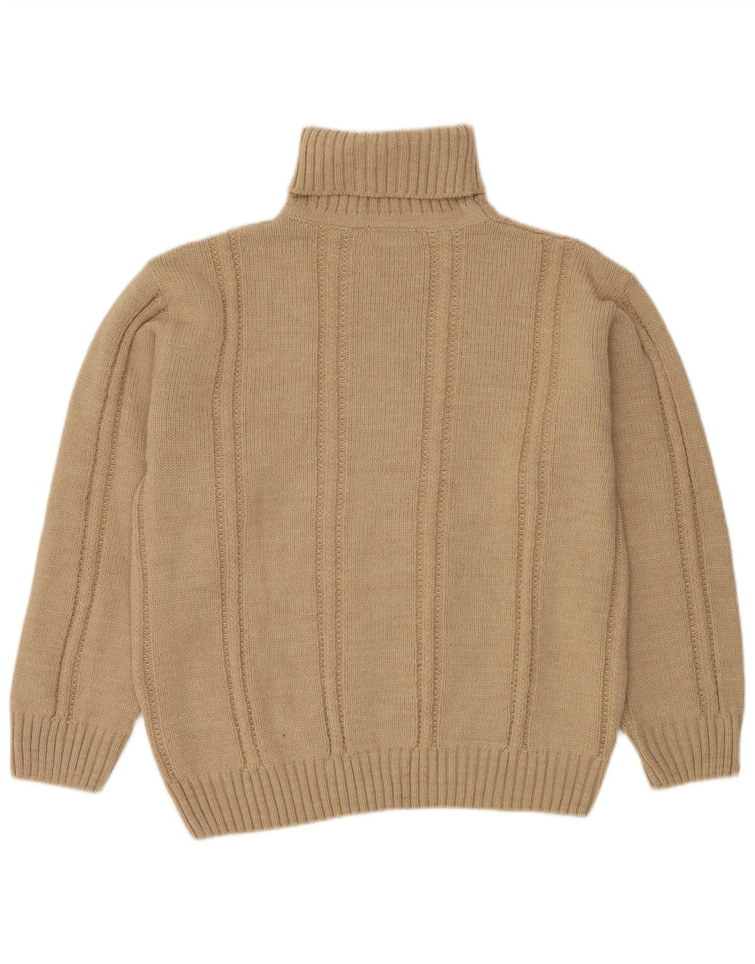 VINTAGE Herre Rullehalstrøje IT 52 Stor Beige Polyacryl