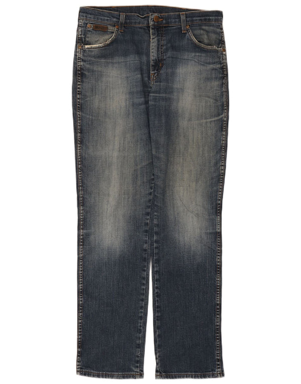 WRANGLER Herre Texas Stretch Straight Jeans W34 L32 Blå Bomuld