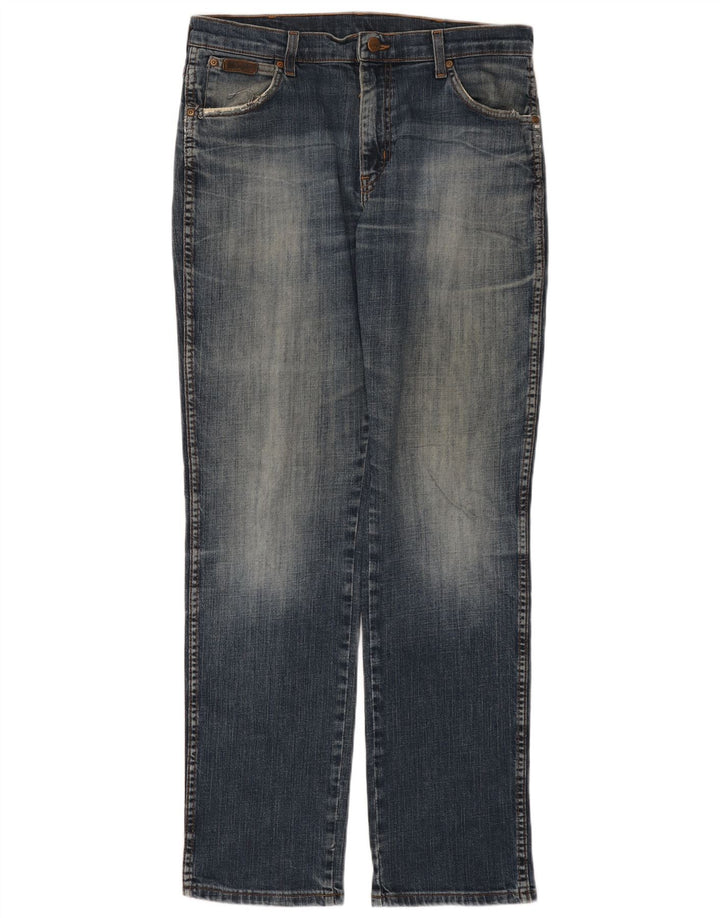 WRANGLER Herre Texas Stretch Straight Jeans W34 L32 Blå Bomuld