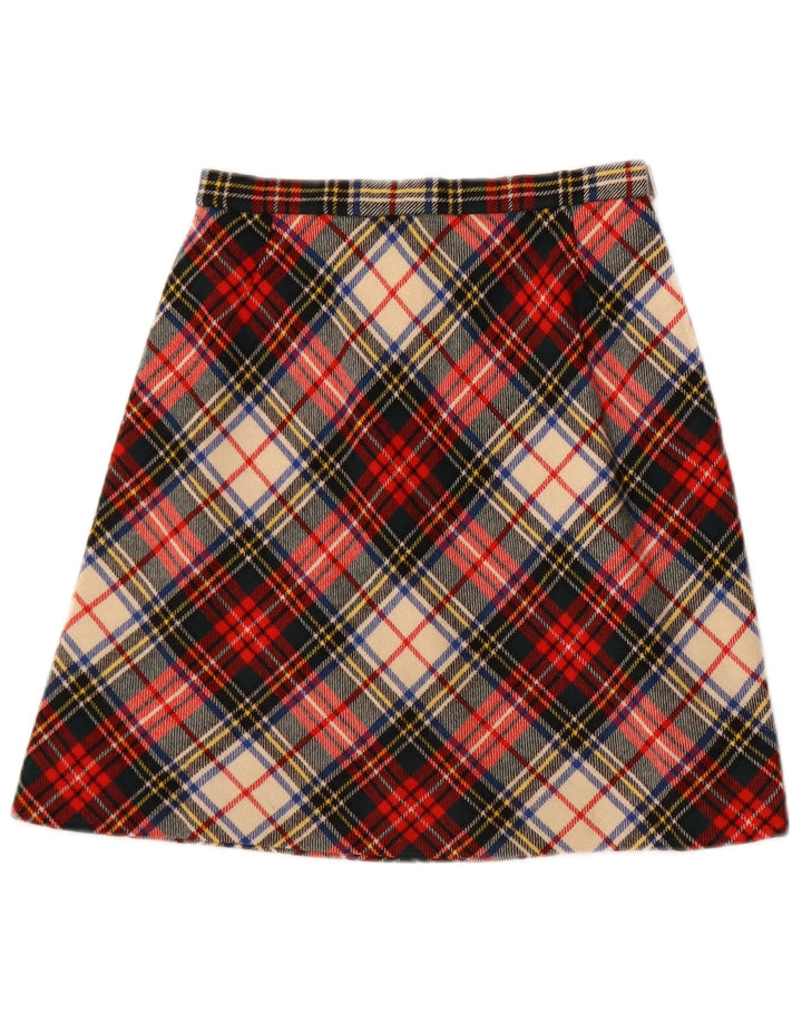 Vintage A-line nederdel til kvinder W24 XS flerfarvet plaid