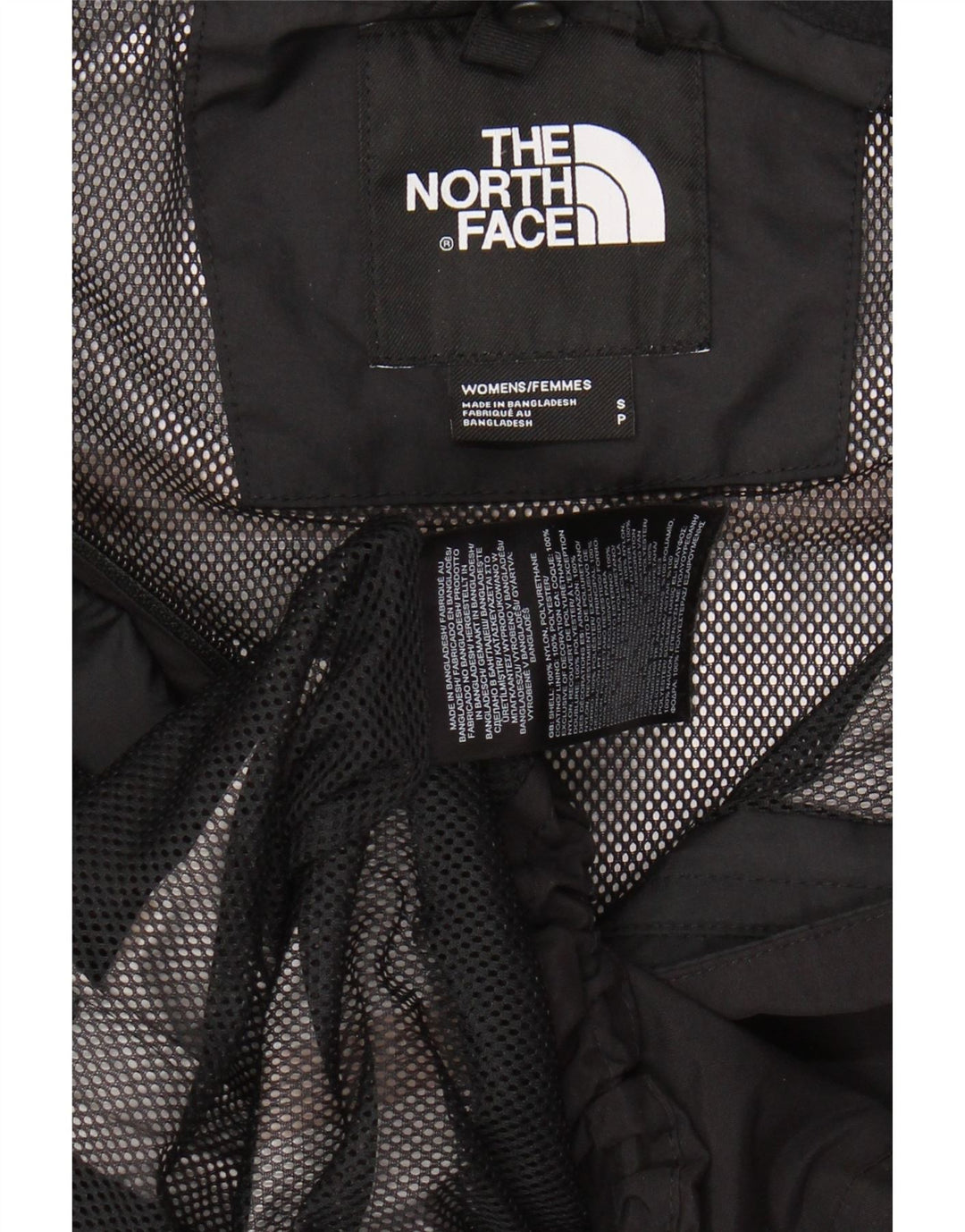 THE NORTH FACE Regnjakke med hætte til kvinder UK 10 Lille sort nylon