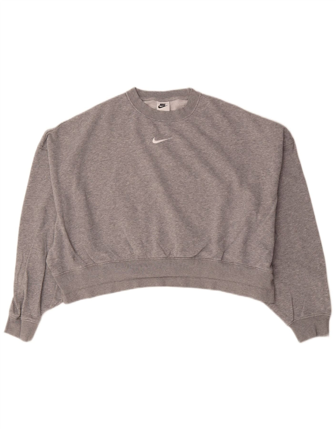 Nike Womens Crop Oversized Sweatshirt Jumper UK 10 Small Grey Flecked