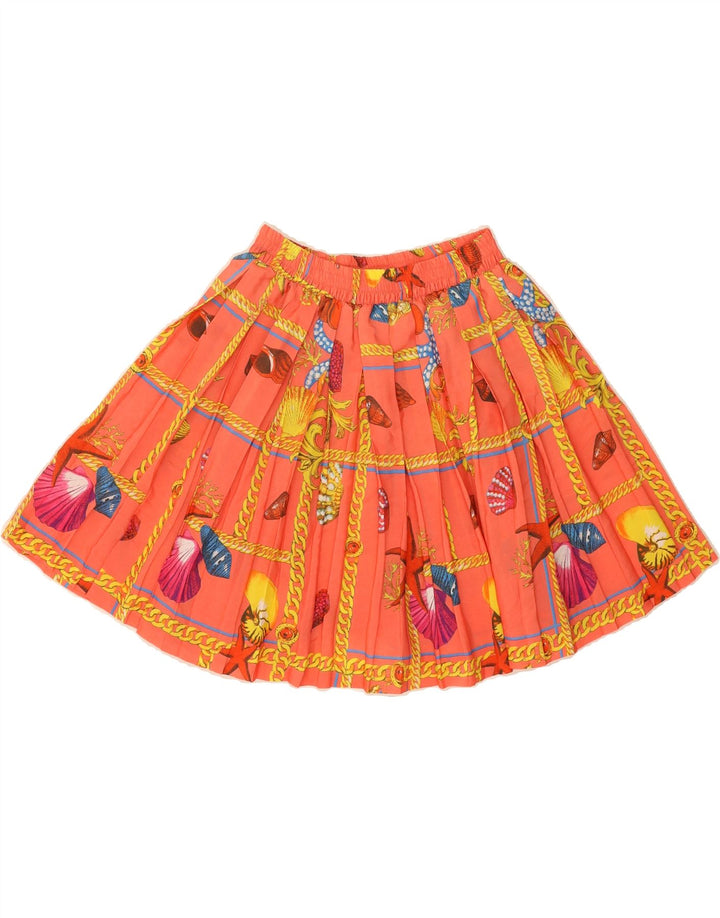 VERTIGO Womens Abstract Pattern Pleated Skirt  W28 Medium Pink Polyester Vintage Vertigo and Second-Hand Vertigo from Messina Hembry 