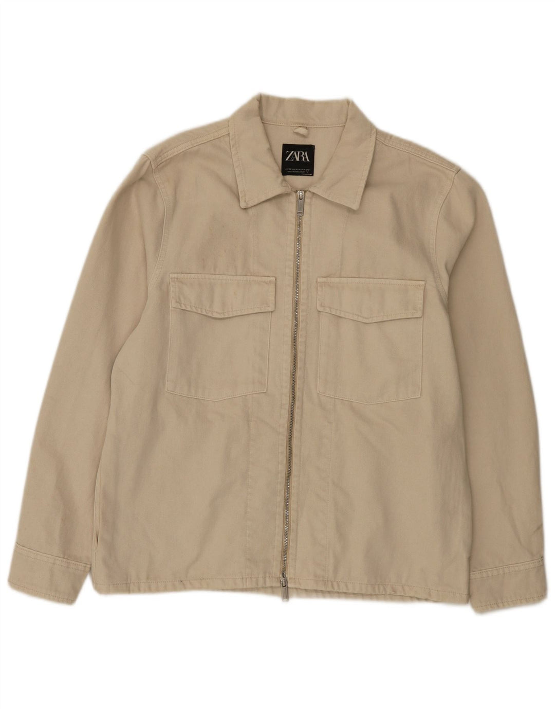 Zara Herre Utility Jacket UK 42 XL Beige Bomuld