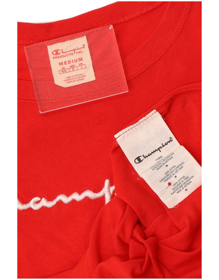 Champion Dame Grafisk T-Shirt Top UK 14 Medium Rød Bomuld