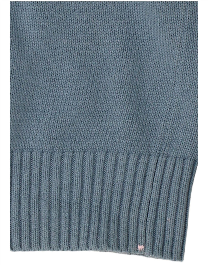 TOMMY HILFIGER Mens Shawl Neck Jumper Sweater Large Blue Cotton