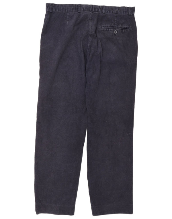 James Pringle Mens Straight Corduroy Trousers W34 L29 Navy Blue Cotton