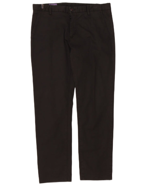 Vintage Herre Lige Chino Bukser IT 48 Medium W34 L30 Sort Bomuld