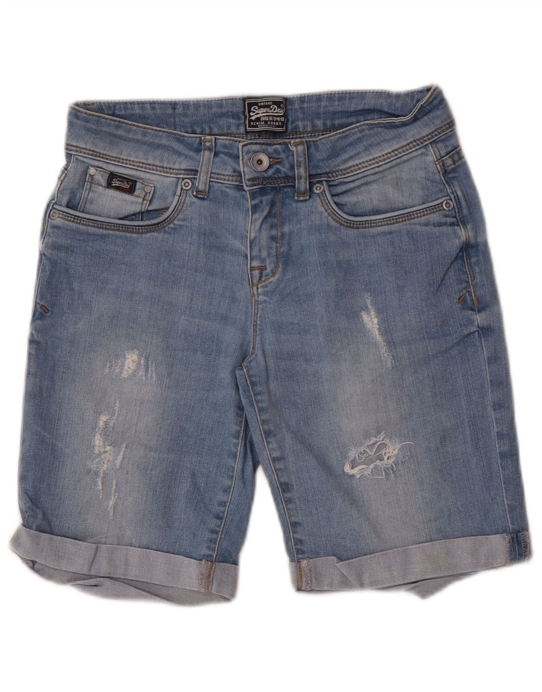 Superdry Distressed Denim Shorts til kvinder W26 Small Blue