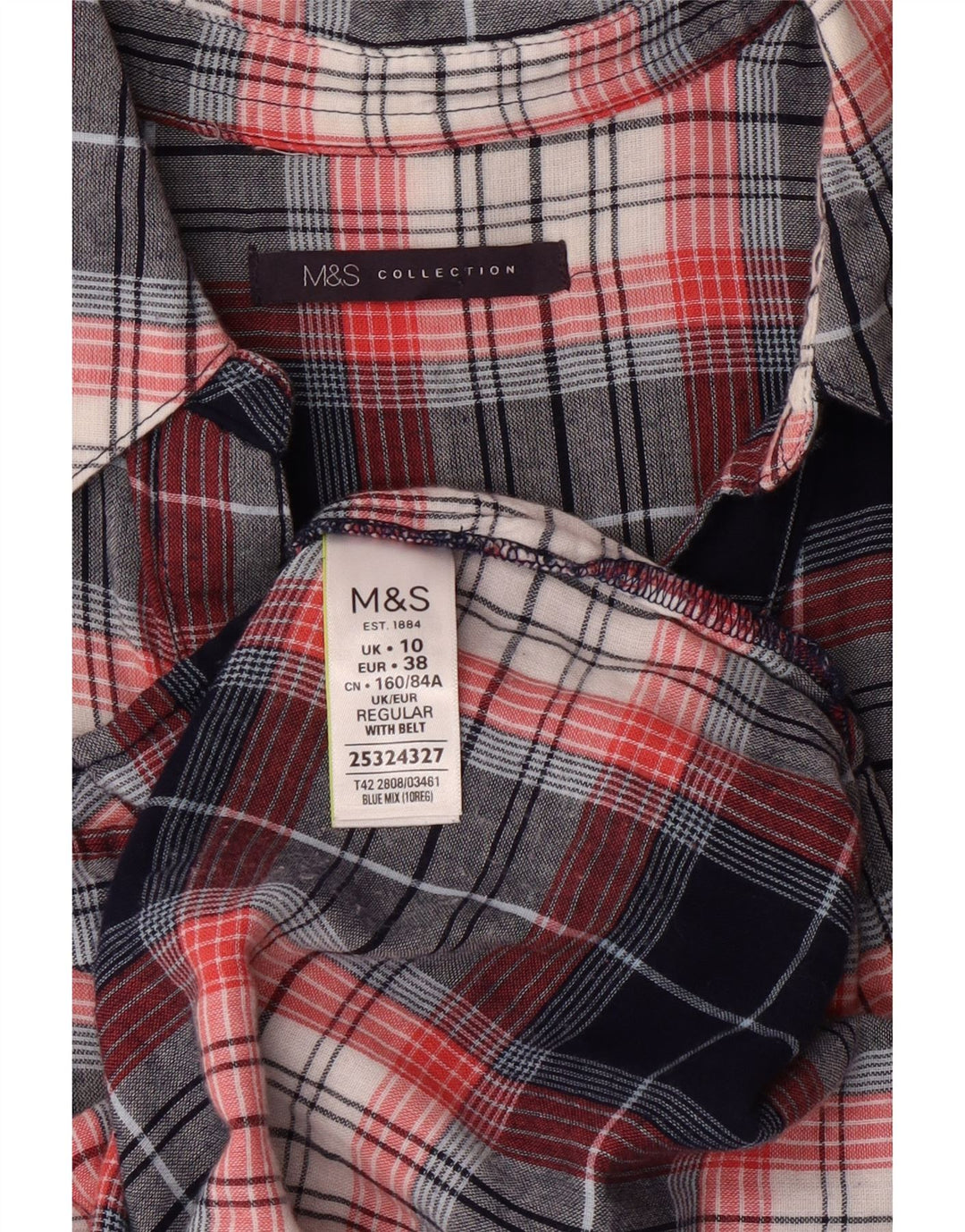 MARKS & SPENCER Womens Oversized Shirt Dress UK 10 Small Navy Blue Plaid
