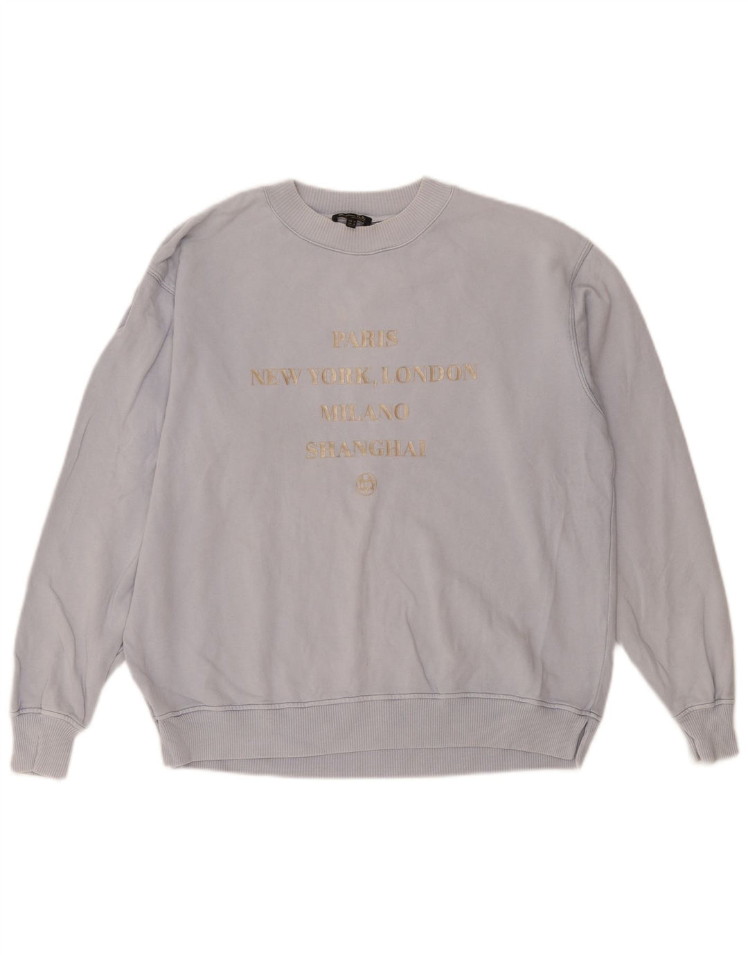 Massimo Dutti Dame Grafisk Oversized Sweatshirt Jumper UK 14 Medium Blue