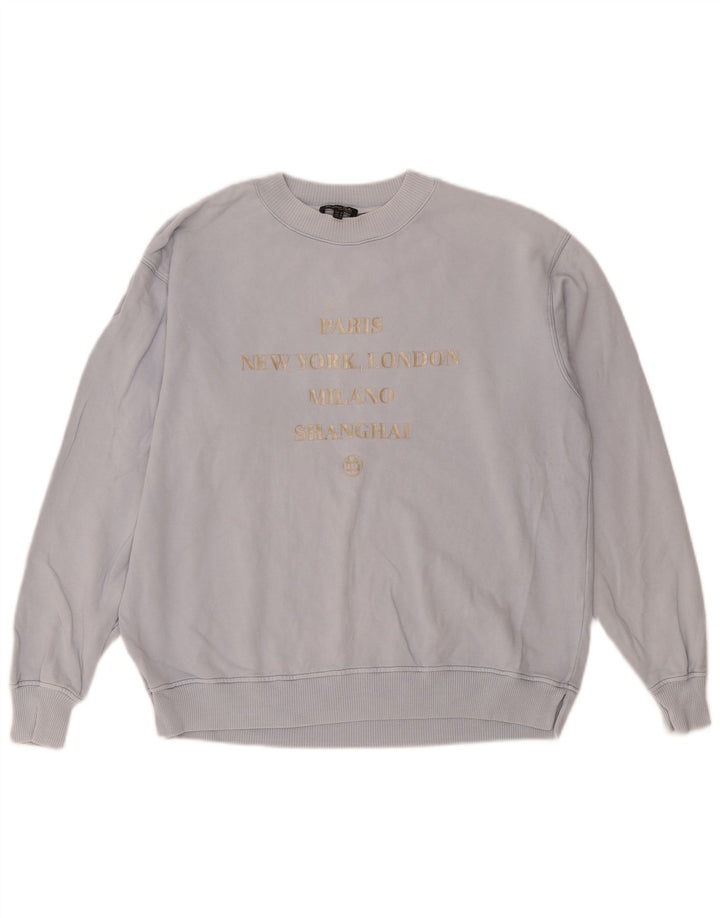 Massimo Dutti Dame Grafisk Oversized Sweatshirt Jumper UK 14 Medium Blue