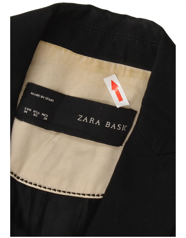 Zara Dame 1 Knap Blazer Jakke EU 34 2XS Sort Acetat