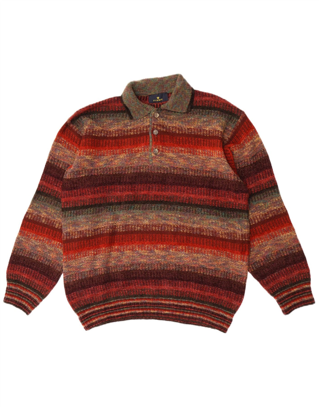 Fiume herre polo hals sweater stor flerfarvet stribet akryl